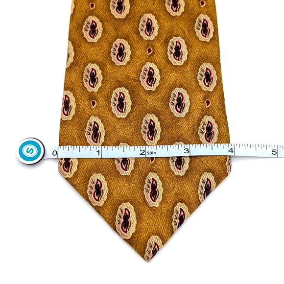 Vintage Nautica Silk Tie Gold Abstract Geometric Preppy 90s Retro Made in USA - Picture 8 of 9